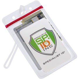 100 Pack - RESEALABLE Clear Plastic Luggage Identification Tags with Loops Included - Business Card or Photo Insert Bag Tags - Great for Travel and Student ID’s by Specialist ID