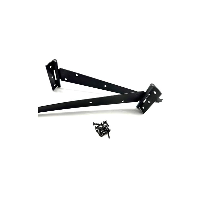 2PK 300mm Black Tee Hinges with Fixings. 12" T-Hinges for