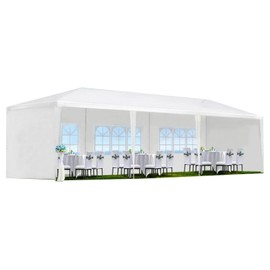 10'x30' Party Tent, Outdoor Wedding Party Canopy Tent with 5 Removable Sidewalls, Heavy Duty Gazebo Shelter for Parties Garden Patio Backyard, White Event Tents