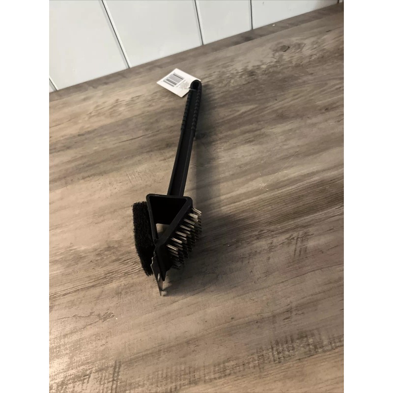 Stainless Flame Glo 3 in 1 14" grill scrubber. Stainless