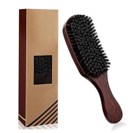 LxcshLjx Natural Boar Bristle Hair Brush, Professional Massage Comb for Men Women, Mustache Brush, Stiff Bristles Hairbrush for Beard Styling, Wave Brush for Hair Detangling, Smoothing, Wave Styles
