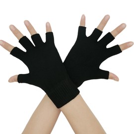 Lemoyoung Cashmere Fingerless Gloves–Hand Warmers,Soft and Stylish Design Thermal Gloves for Cold Weather Everyday Use(Black)
