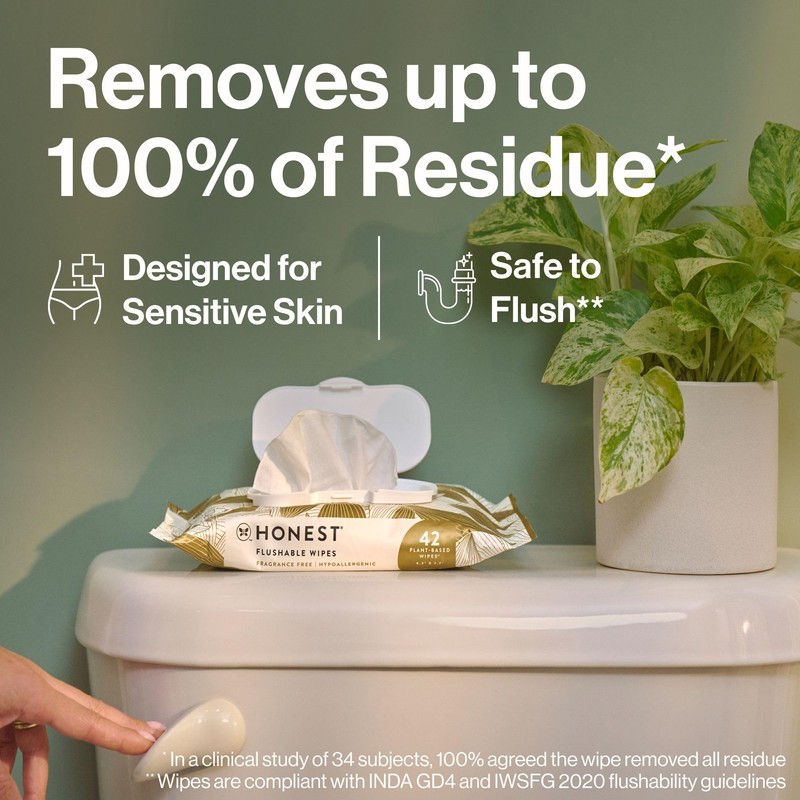 The Honest Company Hypoallergenic Flushable Wipes for Sensitive Skin, Gilded