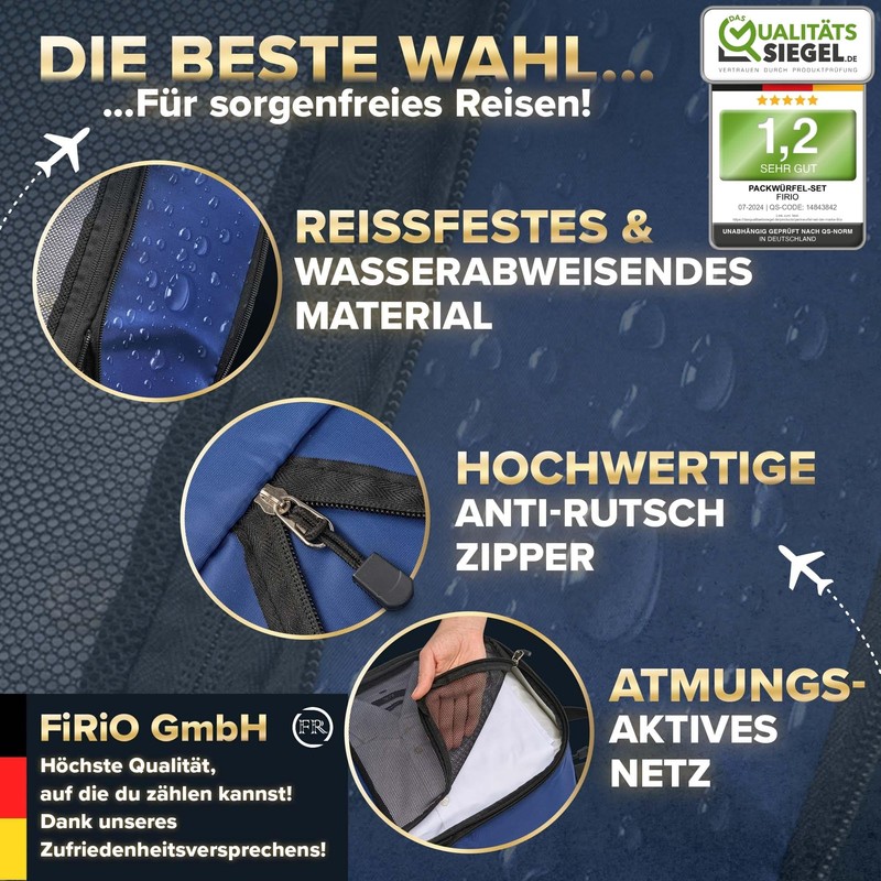 FiRiO® Compression Packing Cubes Set for More Space in Backpack