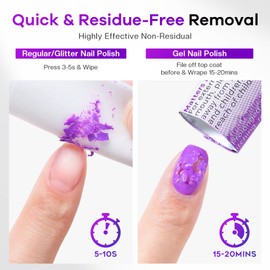 Glamonade Nail Polish Remover Pads: Acetone Gel Nail Polish Remover Wipes 50 PCS Professional Individually Wrapped Wet Wipes Rapidly Remove Gel/Fingernail Polish Travel Kit for Home & Salon Supplies
