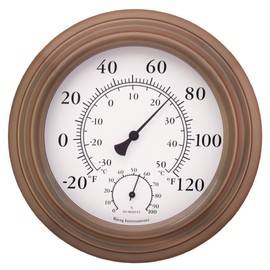 8" Antique Copper Finish Decorative Indoor/Outdoor Thermometer and Hygrometer