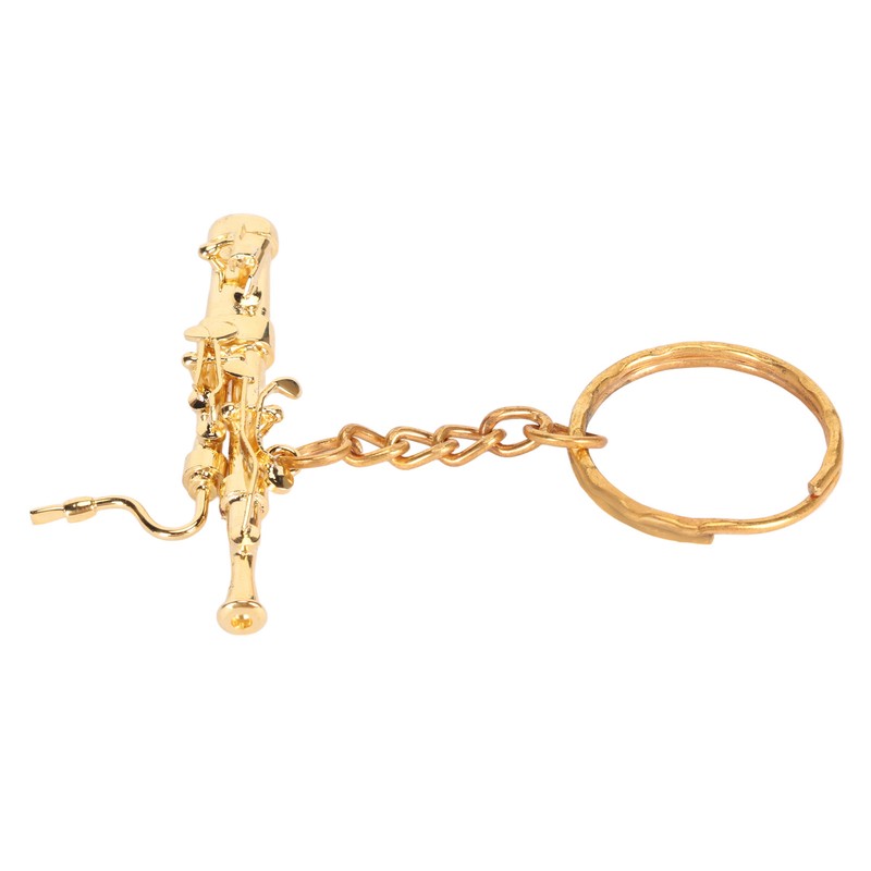Mini Bassoon Shape Key Chain Adorable Brass Key Ring Pendant
