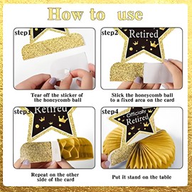 9PCS Retirement Party Decorations, KSKSPE Retirement Centerpieces for Table,Black and Gold Retirement Table Decorations, Retirement Decor for Retirement Party Retirement Party Supplies Men and Women