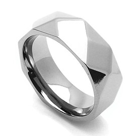 DoubleAccent 8MM Comfort Fit Titanium Wedding Band Faceted Dome Ring (Size 7 to 14) Size 14