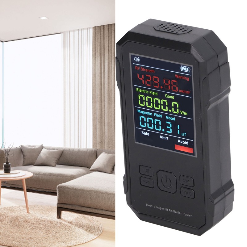 Radiation Detector Black Digital EMF Meter LED Display Handheld RF