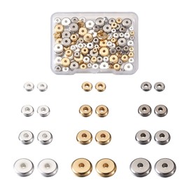 Cheriswelry 120pcs Flat Round Spacer Beads Stainless Steel 3 Colors Metal Coin Discs Loose Beads Spacers for DIY Jewelry Bracelet Making (4mm/5mm/6mm/8mm)