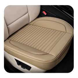 ZNDAW Car Seat Cover, Leather Vehicle Front Bottom Seat Cushion Cover with Storage Pocket, Anti-Slip Bottom Seats Protector Luxury Interior Decor for Most Car Trucks SUVs (Beige)