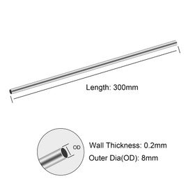 iMeistek 304 Stainless Steel Tubes, 8mm OD 0.2mm Wall Thick 300mm Length Stainless Steel Round Tubes Pipe for Home, DIY Crafts (3PCS)