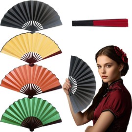 WADDK 4 PC Boots on the Ground Hand Fan with Holster for Line Dancing, New Laser Colors Popping Fans, Large Folding Hand Fan, Foldable Craft Decorative Handheld Fan (4 PC-B)
