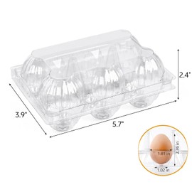 EYSOLD 50-Pack Reusable Clear 6-Egg Cartons with Locking Lids - Eco-Friendly, Lightweight & Stackable for Home, Farm, Market & Travel Storage