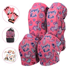 Simply Kids Innovative Soft Kids Knee and Elbow Pads with Bike Gloves - Toddler Protective Gear Set w/Mesh Bag& Sticker, CSPC Certified - Roller-Skating, Skateboard Knee Pads for Kids Child Boys Girls