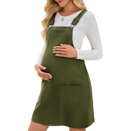 Yousify Womens Maternity Overalls Dress Corduroy Adjustable Strap Bib Casual Fall Overall Shorts Dresses with Pockets