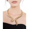 Dtup Collar Exótico Choker Serpiente Dorada Realista Acero