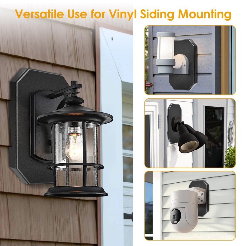 8141DBL Siding Mounting Plate,FreeCat Outdoor Light Mounting Block Fits 1/2"