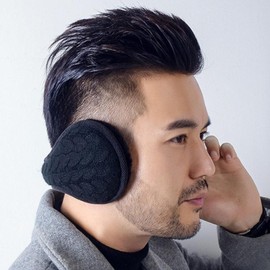 AWOCAN Earmuffs Knit Ear Warmers Ear Muffs Winter Women Warm Fur Earwarmer Foldable for Women Men Outdoor Activities (BLACK)