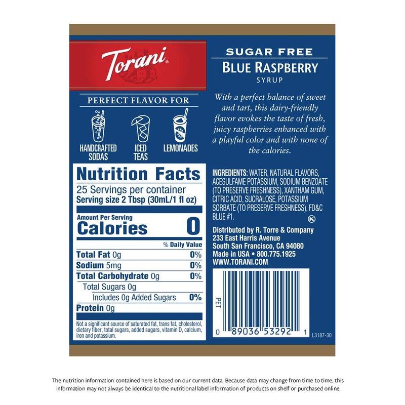 Torani Syrup, Blue Raspberry, 25.4 Ounces (Pack of 4)