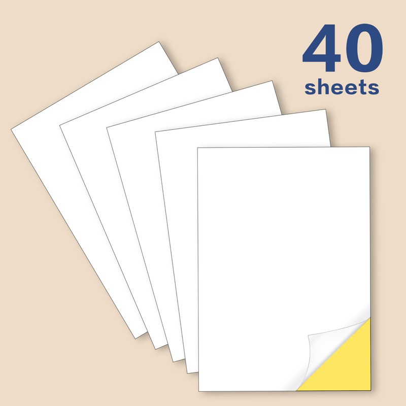 40 Sheets, Printable White Sticker Paper