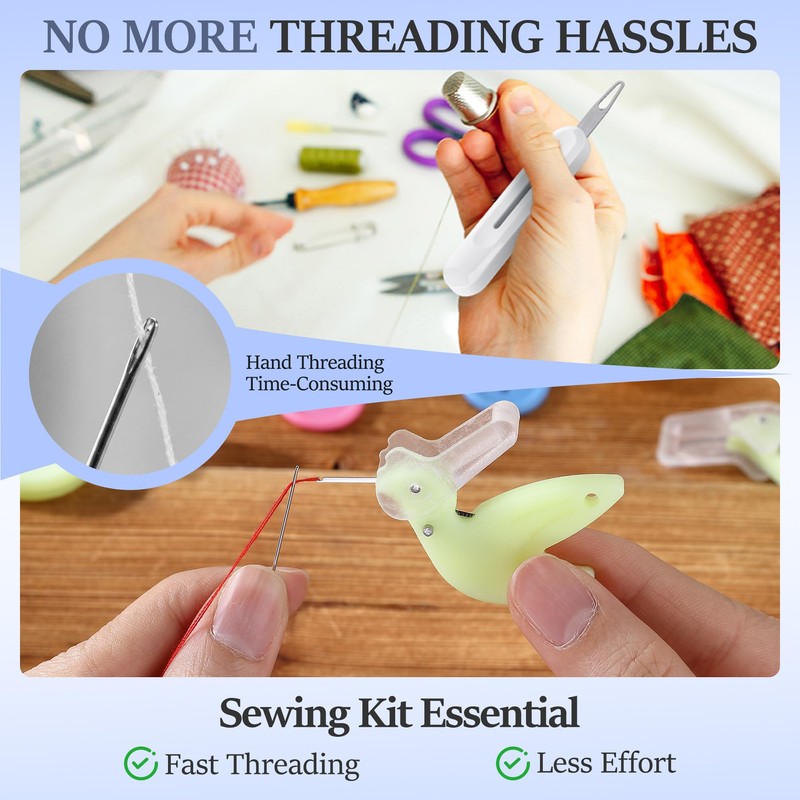 Dreyoo Needle Threader Set for Hand Sewing, 2 Large Automatic