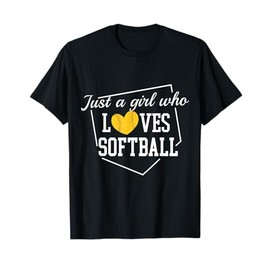 Just a Girl Who Loves Softball Heart Design Gift T-Shirt