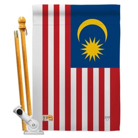 Breeze Decor HS108259-BO Malaysia World Nationality Decorative Vertical, House Flag Set 28"x 40" w/Flagpole, Multi-Color