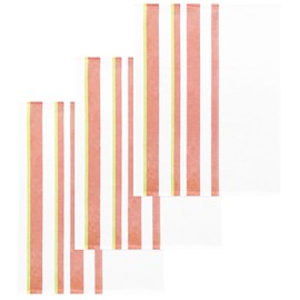 Lashuma 3 x kitchen towels striped yellow - peach, tea towels, half-linen, size: 50 x 70 cm