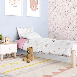DJDEA Children's Bed Linen 135 x 200 cm - Unicorn Bed Linen Girls 135 x 200 cm with Princess and Rainbows, Microfibre Duvet Cover 2-Piece with 1 Pillowcase 80 x 80 cm