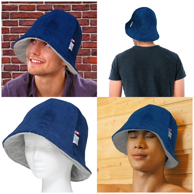 Imabari Sauna Hat, Reversible (Navy x Gray) Imabari Towel, Tulip