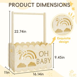 Wooden Baby Shower Crate Closet, Wooden Baby Shower Crate Closet, Boys and Girls for Baby Shower Wooden Basket Gifts, Welcome Baby Gifts, Suitable for Pregnancy Glfts for New Parent (Wood Color)