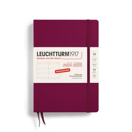 LEUCHTTURM1917 370627 Weekly Planner 2025, Medium A5 Hardcover - 18-Month Planner, 80 g, Ruled - Port Red