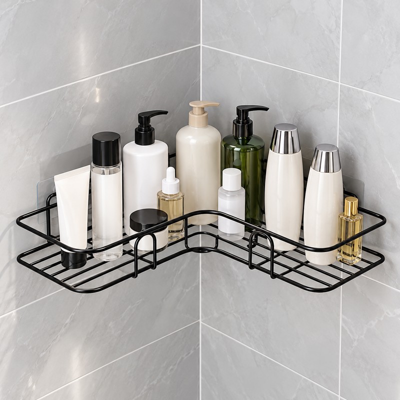 Wall Mounted Corner Shower Shelf for Bathroom Storage – Single-Tier