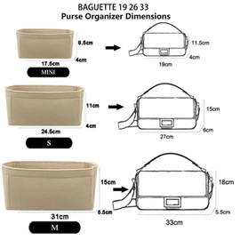 Chispee Purse Organizer Insert for Handbags, Softened Felt Insert Bag Organizer for Tote, Handbag Organizer fit for Baguette, Longchamp (Beige, Medium)