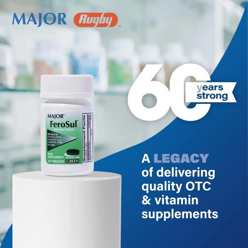 Major Ferosul Iron Supplement 100 Count 325 Mg Ferrous Sulfate