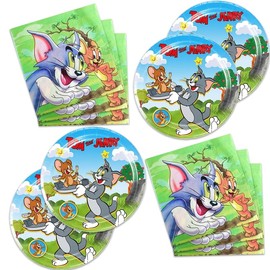 40Pcs Tom and Jerrys Party Supplies 20 plates, 20 napkins for Tom and Jerrys Birthday party Decoration