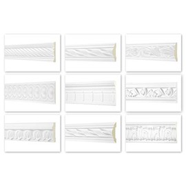 HEXIM Perfect 2 Metre Flat Profiles – Large Selection (AC204 – 44 x 18 mm) Stucco Profile Made of PU Patterned, White, Strip Decorative Strip