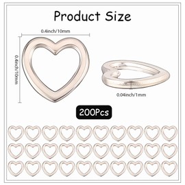 SUNNYCLUE 1 Box 200Pcs Silver Heart Connector Metal Linking Rings Alloy Tibetan Style Hollow Small frame Spacers Link Charm Connectors Accessories for Jewellery Making Beading Earring Supplies DIY