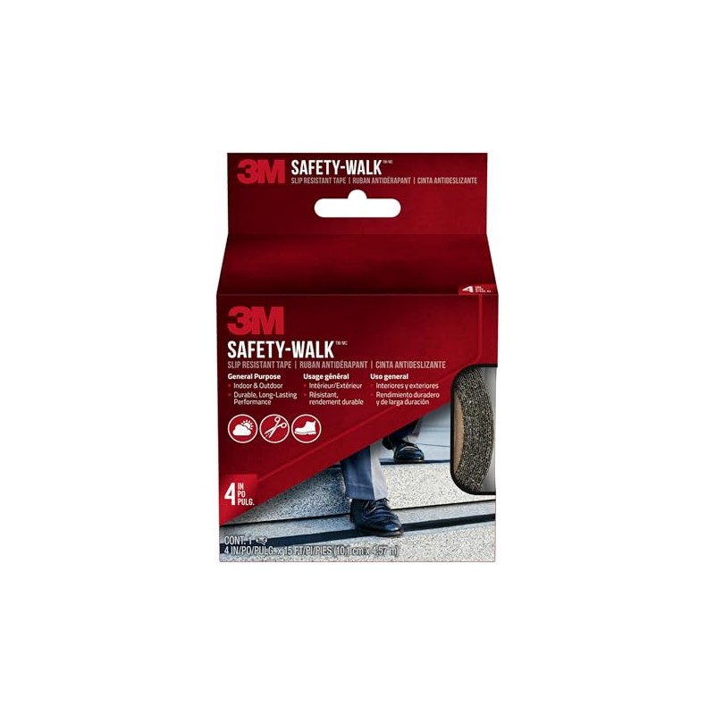 3M Safety-Walk - Cinta antideslizante antideslizante, color negro, 4 pulgadas