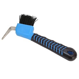 Qinlorgo Herramienta de Limpieza de pezuñas de Caballo, plástico de Limpieza eficiente Azul + Cepillo de selección de pezuñas de Caballo de Acero Inoxidable para el hogar