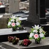 Artificial Grave Flowers in Pots, Artificial Rose Lily Daisy Memorial