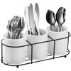 Bekith 3-Piece Ceramic Silverware Caddy with Metal Rack, Utensil Holder