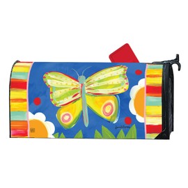 Studio M The Original Magnetic Mailbox Cover, MailWrap Fits Standard Size 6.5 x 19 Inch Mailbox, Weather Resistant Vinyl, Rainbow Butterfly