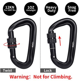 Karabiner, 12KN 1200kg Aluminium Ultra Robust & Leicht karabiner klein, Schwerlast Karabiner für Hängematte, Camping, Angeln, Wandern, Schlüssel, Yoga-Schauke, Hunde Sperren (2er Pack)