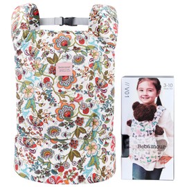 Bebamour Baby Dolls Carriers for Kids Cotton Front and Back Carrier for Carrying Stuffed Toys Presents for Boys and Girls (New White Flower)