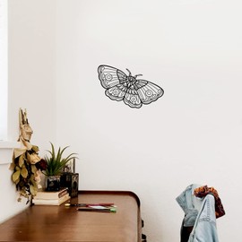 Vinyl Wall Art Decal - Mandala Butterfly - 17" x 26" - Cute Minimal Geometric Sticker for Girly Home Office School Bedroom Boutique Beauty Salon Mirror Decor (Black)