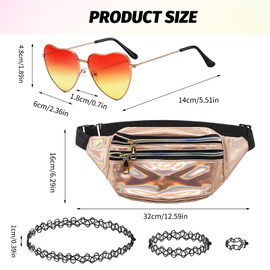 Laralily 90s Accessories Women's 90s Outfit Women's 90s Accessories 90s Accessories Heart Shaped Glasses Metal Waist Bag Clavicle Necklace for Carnival Role Play Costume Accessories