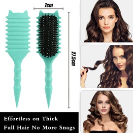 Frogetu Curl Hair Brush, Hair Brush, Curl Styling, Curling Brush, Boar Bristles Hair Brush, Multifunctional Organic Hair Brush Without Pulling, Massaging and Detangling